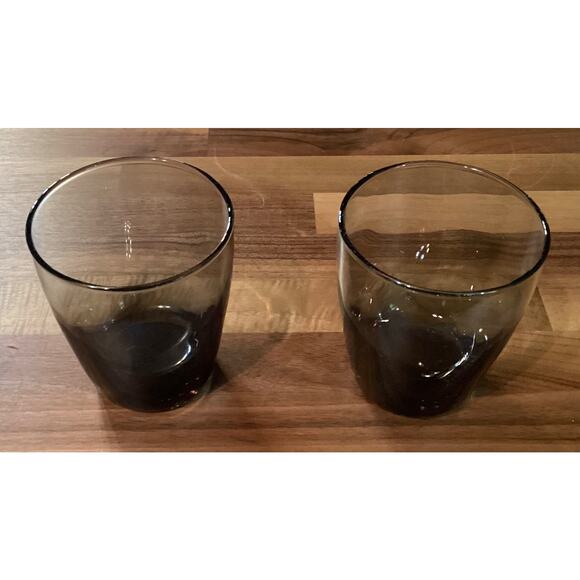 Set of 2 Vintage Libbey Smoke Gray 14 oz Glass Tumblers Weighted Bottom 4” - Picture 2 of 11